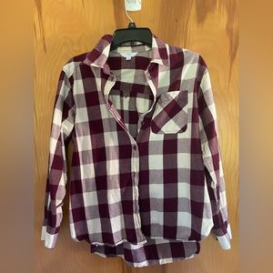 Time and Tru burgundy plaid, long sleeve